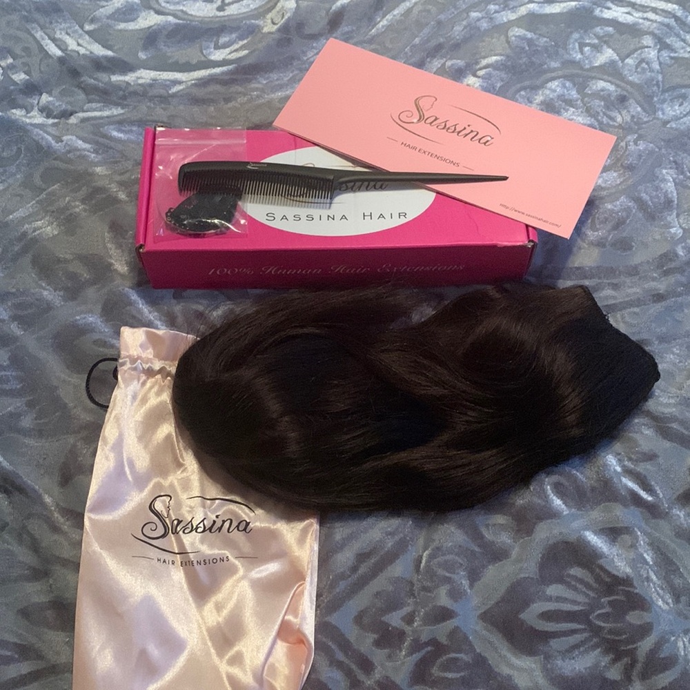18’ dark brown 100% Sassina human hair